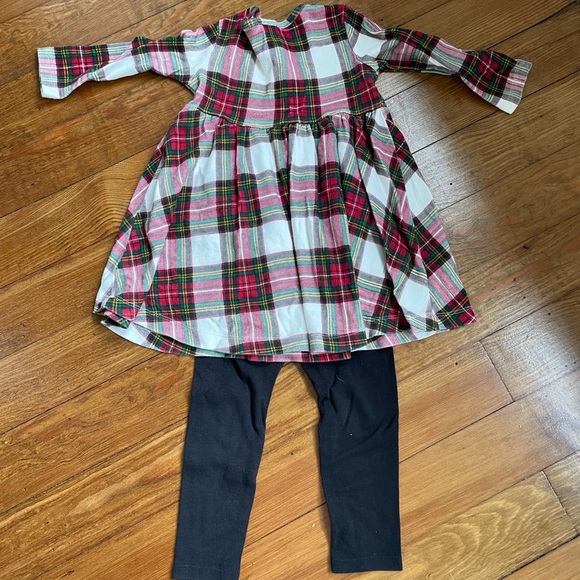 2T Hanna Andersson plaid holiday skater dress and leggings set - Picture 2 of 2